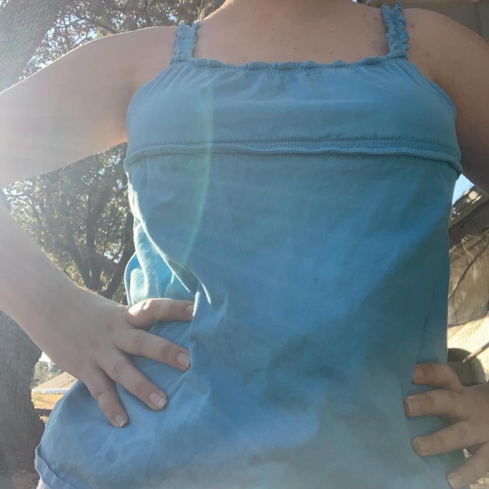 lands end blue tank top kids size 14